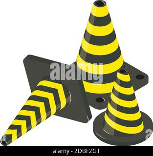 Traffic cone icon. Isometric illustration of traffic cone vector icon for web Stock Vector
