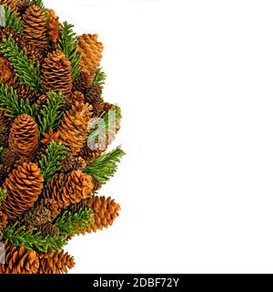 Traditional Christmas wreath made from pine cones Stock Photo