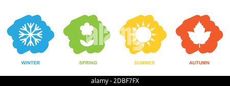four seasons winter spring summer fall icon set vector illustration EPS10 Stock Vector