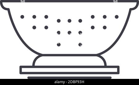 Colander concept icon, linear isolated illustration, thin line vector, web design sign, outline concept symbol with editable stroke on white Stock Vector