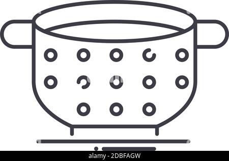 Colander icon, linear isolated illustration, thin line vector, web design sign, outline concept symbol with editable stroke on white background. Stock Vector