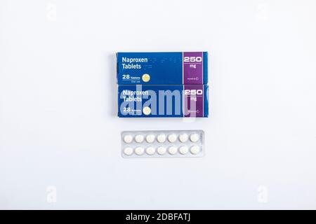 Still life photograph of Naproxen 250mg and Lansoprazole 30mg gastro ...