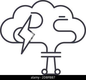 Cloud mind icon, linear isolated illustration, thin line vector, web design sign, outline concept symbol with editable stroke on white background. Stock Vector