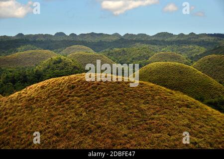 the Chocolate Hills on Bohol in the Philippines Stock Photo