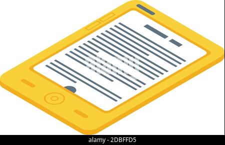 Plastic ebook icon. Isometric of plastic ebook vector icon for web design isolated on white background Stock Vector