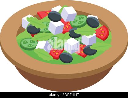 Restaurant greek salad icon. Isometric of restaurant greek salad vector icon for web design isolated on white background Stock Vector