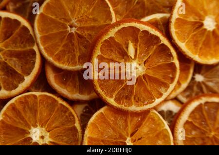 Lots of dried orange slices on top of eachother Stock Photo