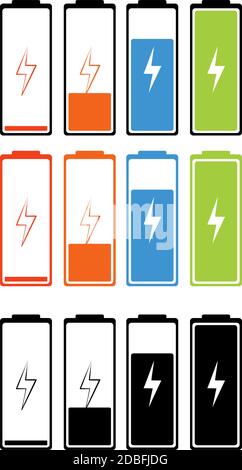 Vector Set of Battery Charging Icons. Levels of Energy. Stock Vector