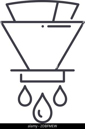Coffee drip icon, linear isolated illustration, thin line vector, web design sign, outline concept symbol with editable stroke on white background. Stock Vector