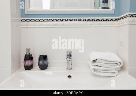 Fragment of interior of modern bathroom in vintage style Stock Photo