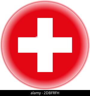 White cross on a cross circle. Vector isolated icon. Stock Vector