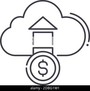 Cloud finances services icon, linear isolated illustration, thin line vector, web design sign, outline concept symbol with editable stroke on white Stock Vector