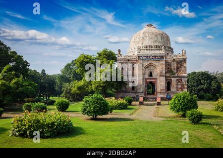 Sheesh Gumbad - tomb from the last lineage of the Lodhi Dynasty. It is situated in Lodi Gardens city park in Delhi, India Stock Photo