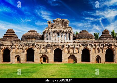 Ancient ruins of Elephant Stables in Royal Centre. Hampi, Karnataka, India Stock Photo