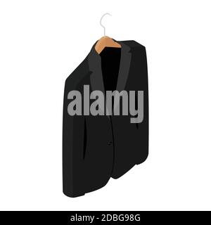 Black man suit isolated on white background. Business suit, business, mens suit, man in suit. Isometric view. Vector Stock Vector