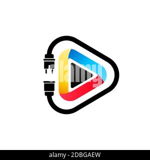 Electric play button. Vector on isolated white background. EPS 10 Stock Vector
