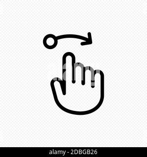 Hand cursor touch screen gestures icon. Swipe to right icon. Vector on isolated transparent background. EPS 10 Stock Vector