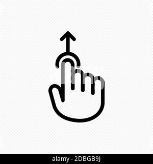 Hand cursor touch screen gestures icon. Swipe up icon. Vector on isolated transparent background. EPS 10 Stock Vector