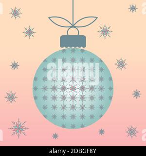 Blue Christmas Ball with Snowflake Retro Vector Gradient Background Stock Vector
