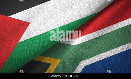 Palestine and South Africa two flags textile cloth, fabric texture Stock Photo