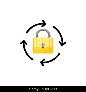 Lock reload icon. Rotation arrows with lock outline icon. Update password. Vector on isolated white background. EPS 10 Stock Vector