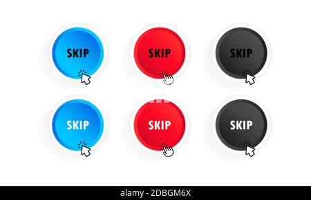 Skip advertisement button set. Vector on isolated white background. EPS 10 Stock Vector