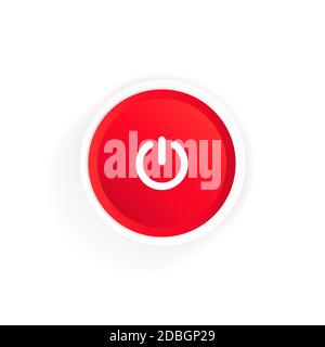 Power on button icon. Red button power. Push-button power of. Vector illustration Stock Vector