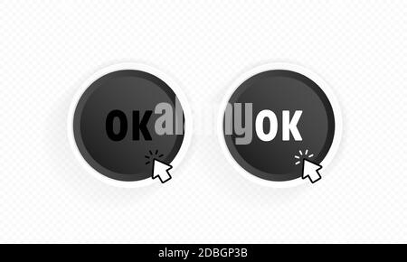 Ok button with cursor. Vector on isolated white background. EPS 10 Stock Vector