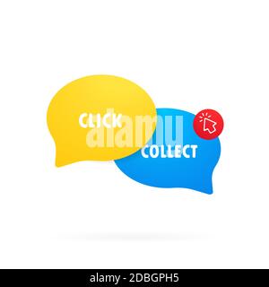 Click and collect icon. Clipart image in flat style. Buy online pick up at store. E-commerce and omni-channel concept. Online Shopping. Vector Stock Vector