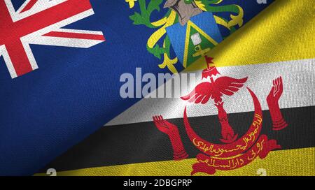 Pitcairn Islands and Brunei two flags textile cloth Stock Photo