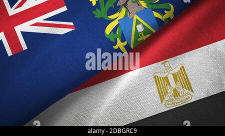 Pitcairn Islands and Egypt two flags textile cloth Stock Photo