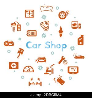 car shop icon set isolated on white background Stock Photo