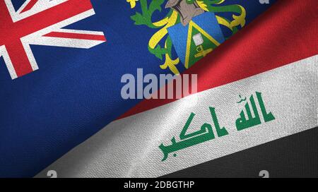 Pitcairn Islands and Iraq two flags textile cloth Stock Photo