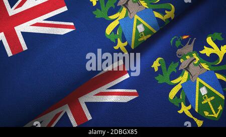 Pitcairn Islands two flags textile cloth, fabric texture Stock Photo