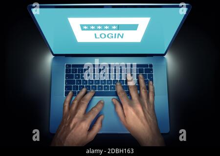 passwort protection on a laptop screen Stock Photo