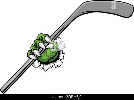 Ice Hockey Stick Claw Monster Sports Hand Stock Vector