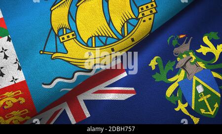 Saint Pierre and Miquelon and Pitcairn Islands two flags Stock Photo