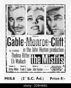 CLARK GABLE MARILYN MONROE and MONTGOMERY CLIFT in THE MISFITS 1961 director JOHN HUSTON screenplay ARTHUR MILLER Seven Arts Productions / United Artists Stock Photo