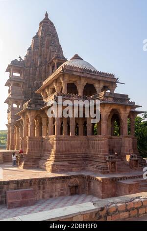 Vertical And Close Up View Of Royal Cenotaph During Evening In Mandore Garden Stock Photo