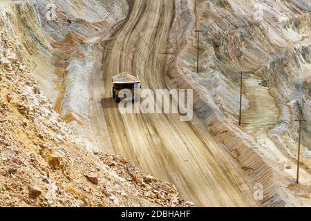 Excavation open pit mine Kennecott, copper, gold and silver mine operation, USA Stock Photo