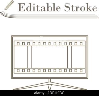 Cinema TV Screen Icon. Editable Stroke Simple Design. Vector Illustration. Stock Vector