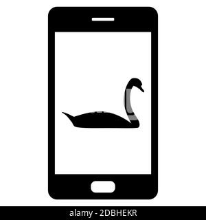 Swan and smartphone Stock Photo