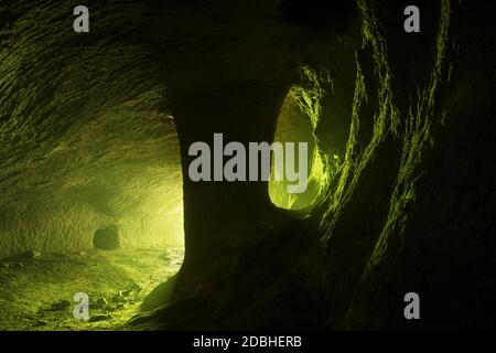 ancient tuff quarries excavated in the 19th century, now appear as ancient caves (Lazio, Italy, Europe) Stock Photo