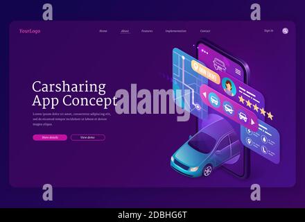 Carpool service vector website landing page design template Stock ...