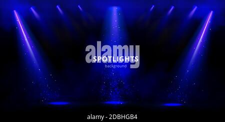 Empty Dark Blue Background With Rays Of Light Sparkles Shining