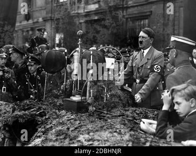 German propaganda photograph Hitler at Youth rally Berlin 1934