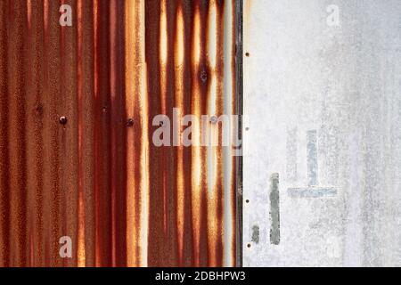 Rusty corrugated metal wall Stock Photo