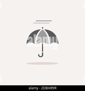 Umbrella and fog. Color icon with shadow. Weather glyph vector illustration Stock Vector