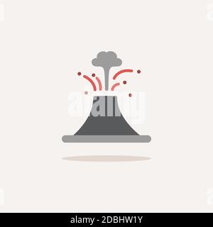 Volcano. Color icon with shadow. Weather glyph vector illustration Stock Vector