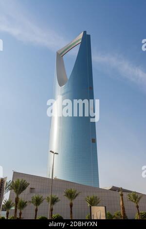 Kingdom Center tower or Burj Al Mamlaka glows a blue color again blue ...